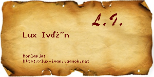 Lux Iván névjegykártya